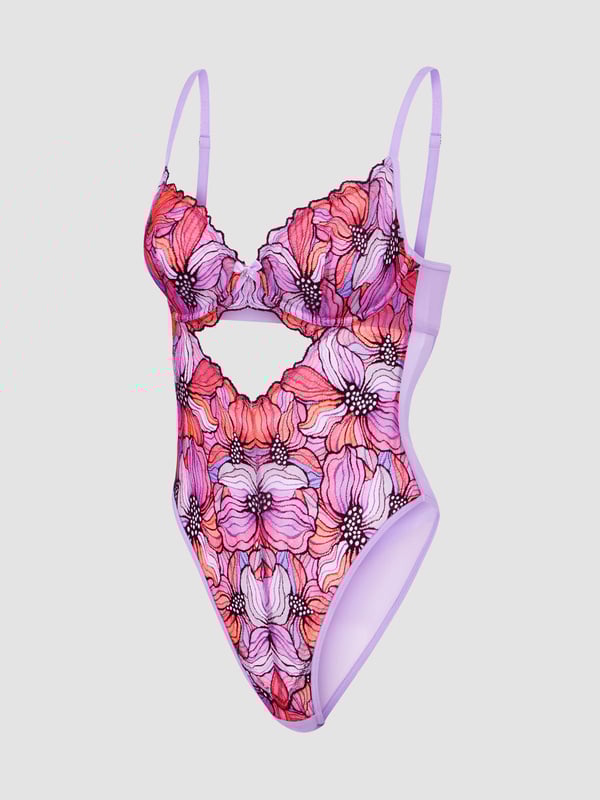 Mosaic Floral Lace Underwire Teddy