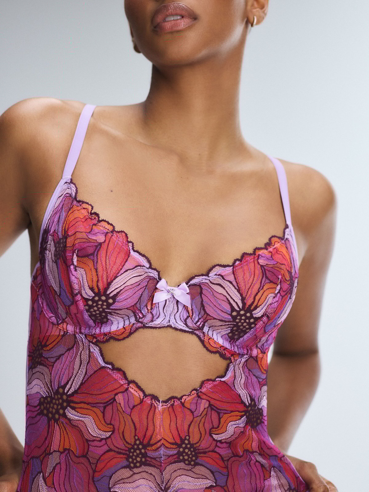 Mosaic Floral Lace Underwire Teddy in Multi & Purple | SAVAGE X FENTY