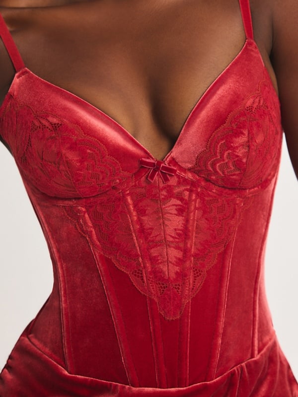 Plush Rush Velvet Underwire Corset Slip Dress