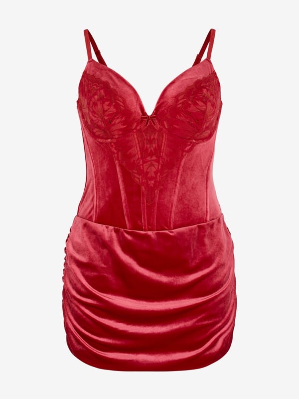 Plush Rush Velvet Underwire Corset Slip Dress