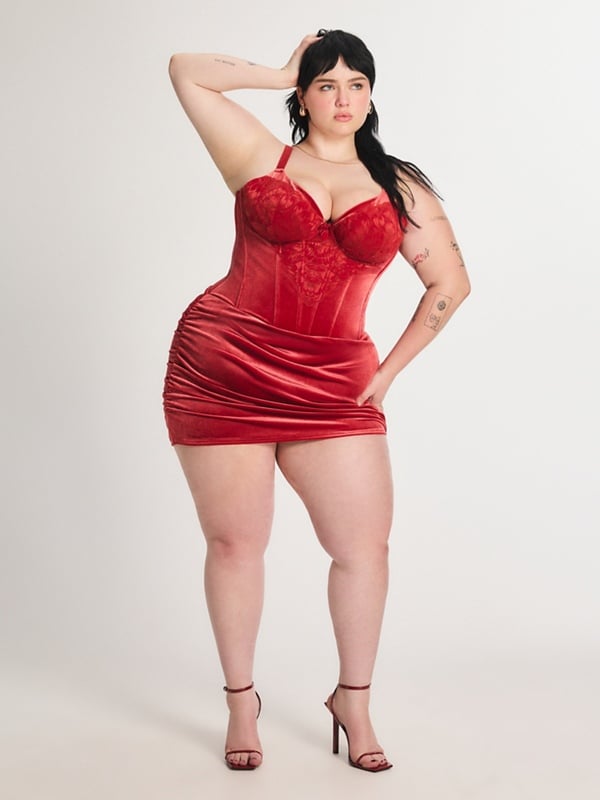 Plush Rush Velvet Underwire Corset Slip Dress