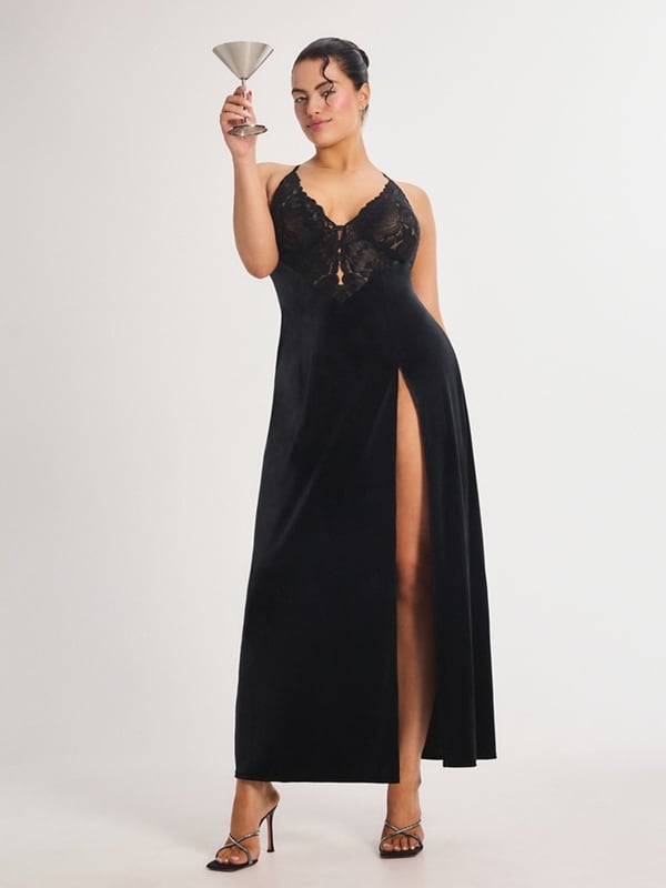 Savage X Noir Velvet Maxi Dress