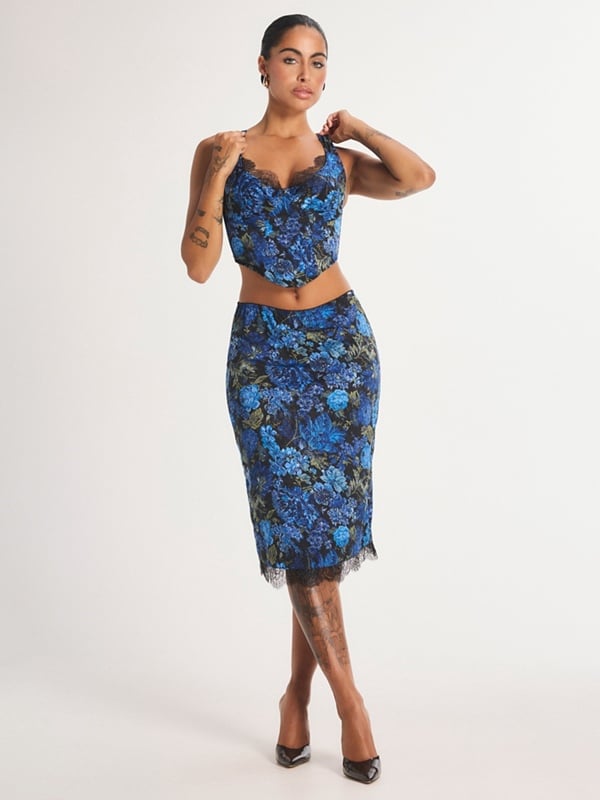 Floral Rush Slip Skirt
