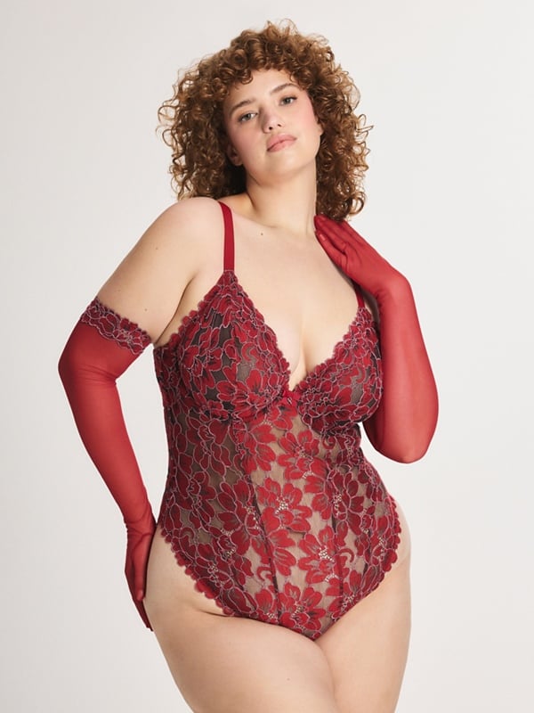 Floral Corded Lace Underwire Teddy