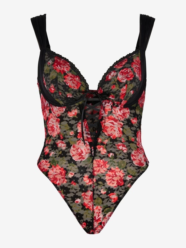 Sinful Rose Printed Lace Teddy