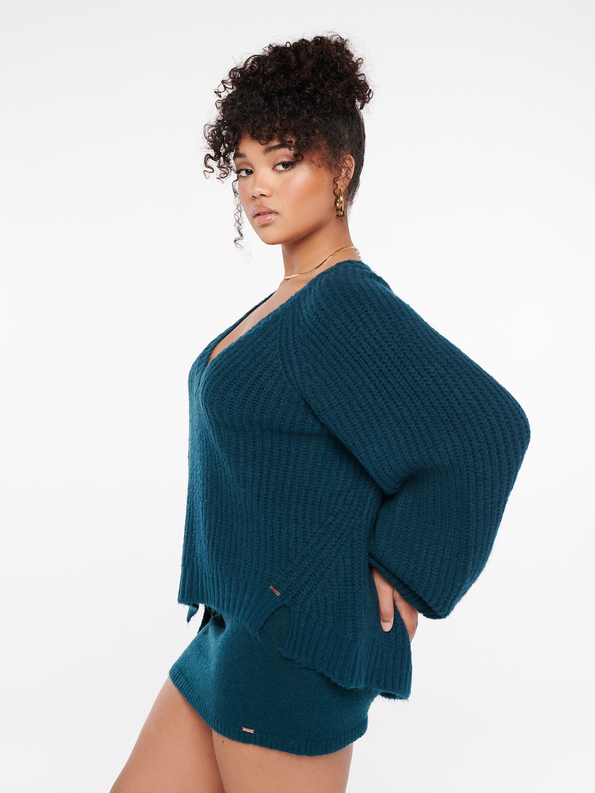 Fuzz Fit Knit V-Neck Sweater