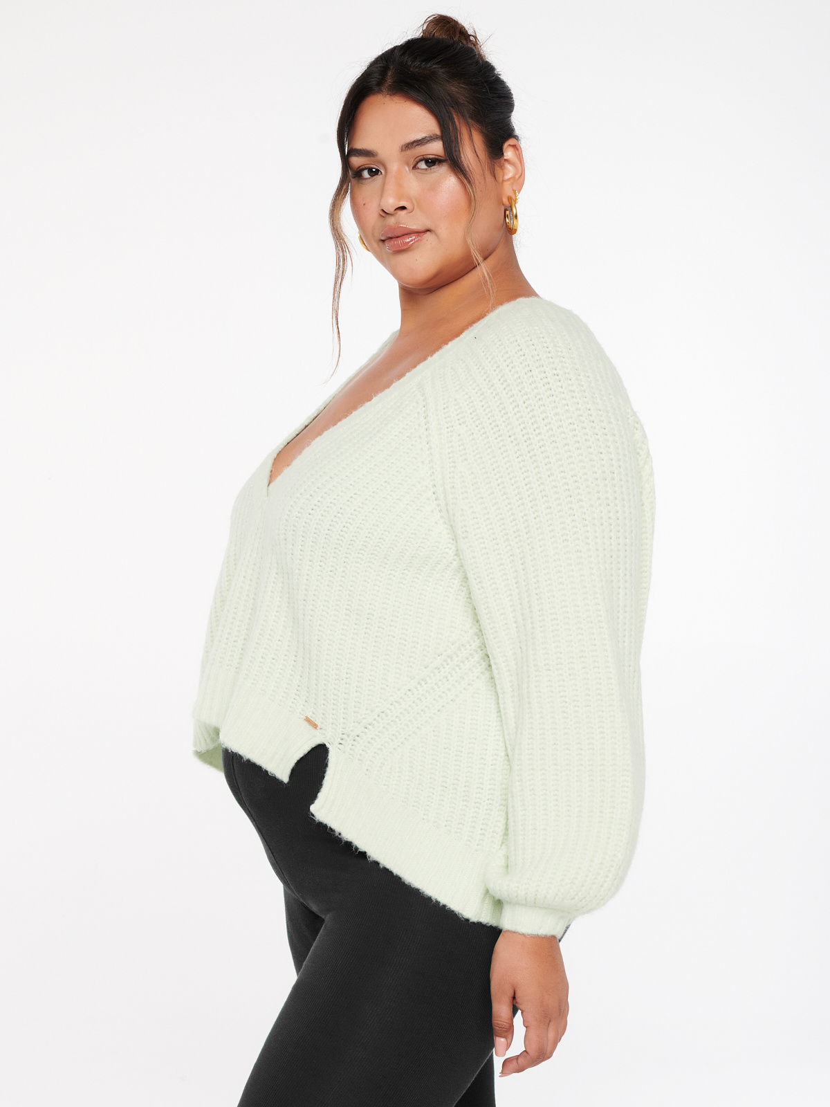 Fuzz Fit Knit V-Neck Sweater