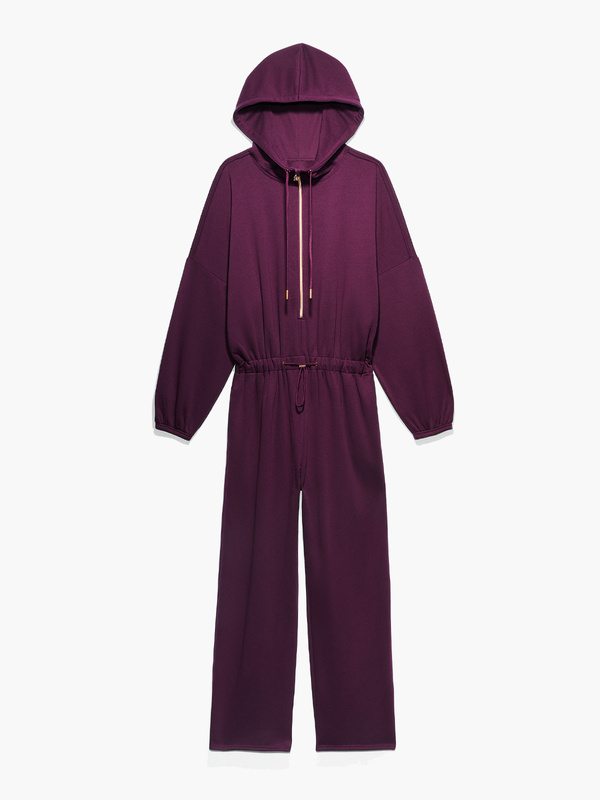 Xssential Oversized Cinched Hooded Jumpsuit in Purple