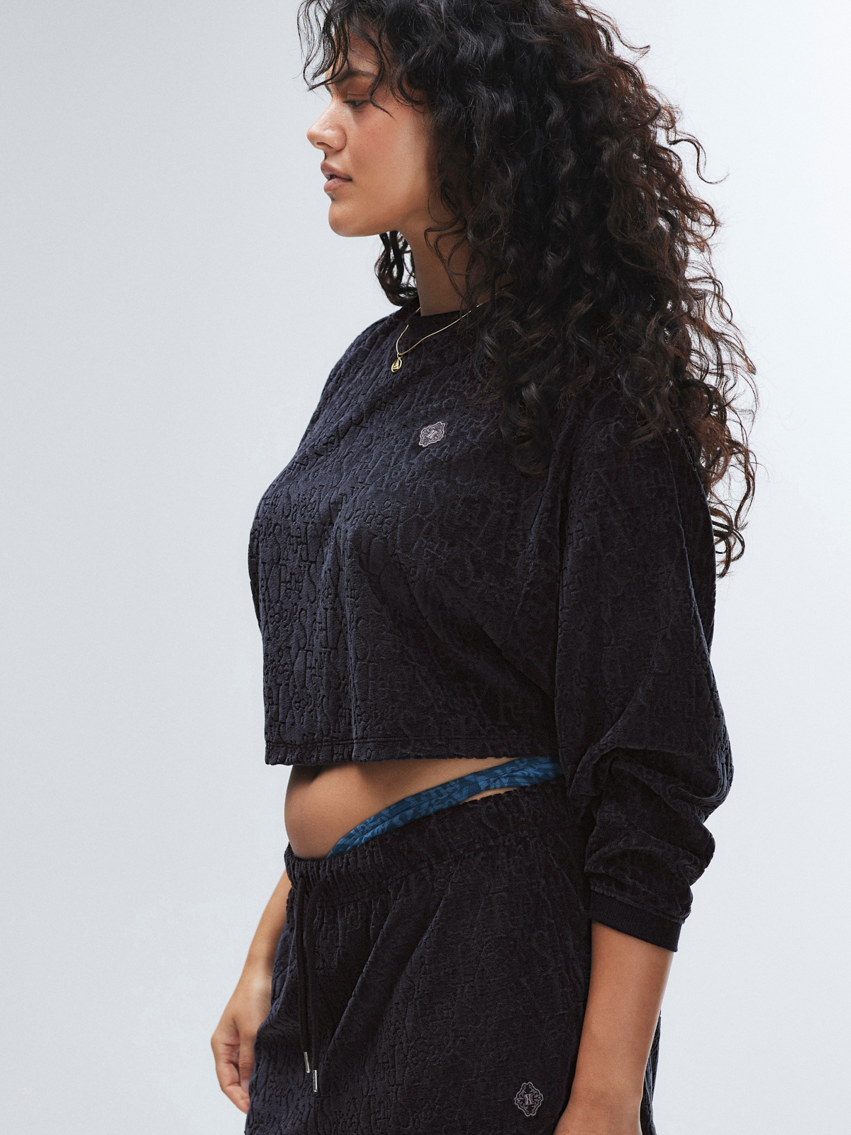 Signature Script Velour Tap Short in Black | SAVAGE X FENTY