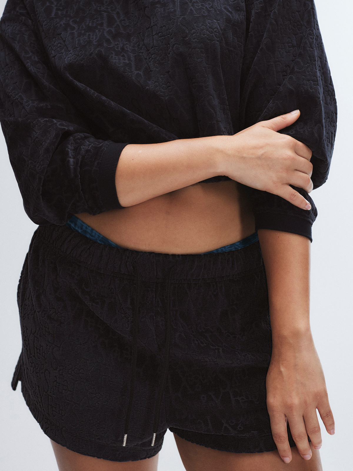 Signature Script Velour Tap Short in Black | SAVAGE X FENTY