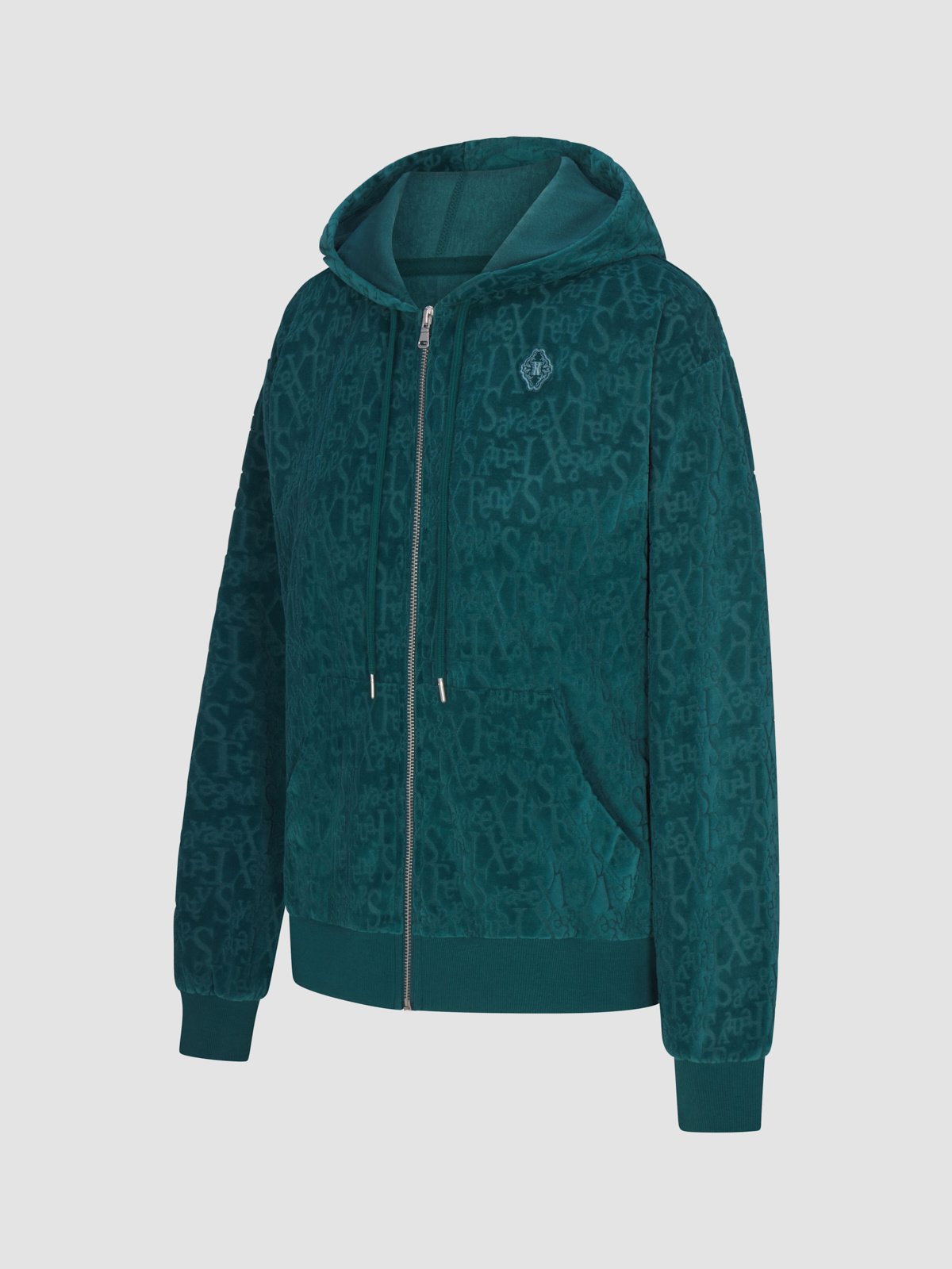 Signature Script Velour Zip-Up Hoodie