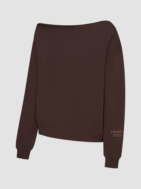 Weekender Terry Cut-Off Sweatshirt in Brown | SAVAGE X FENTY