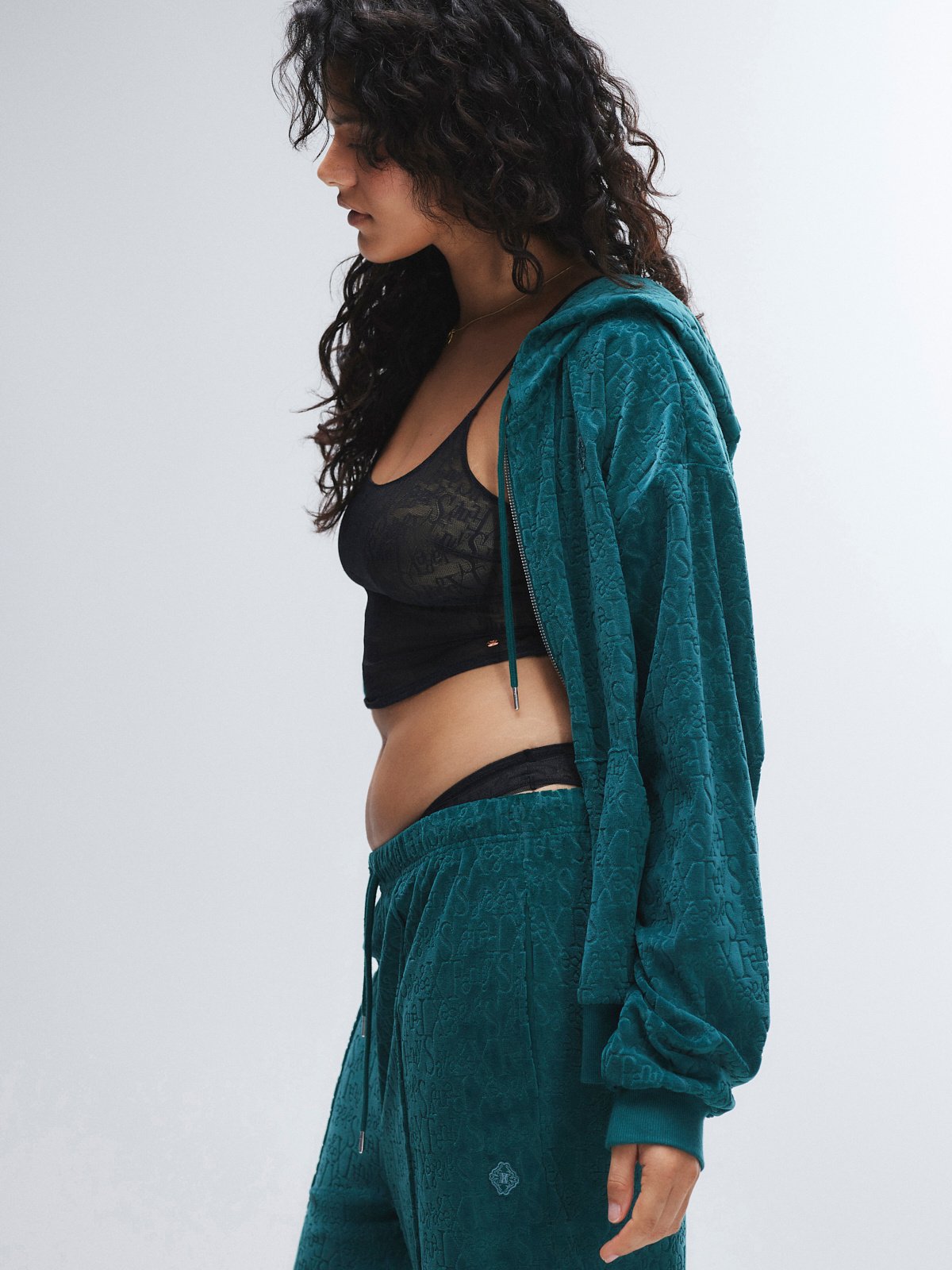 Signature Script Velour Pintuck Pant in Green | SAVAGE X FENTY