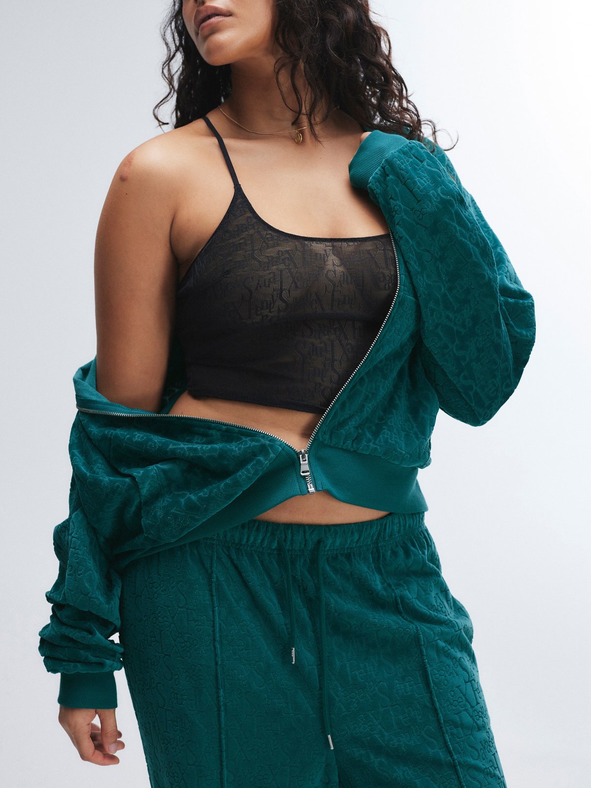 Signature Script Velour Pintuck Pant in Green | SAVAGE X FENTY