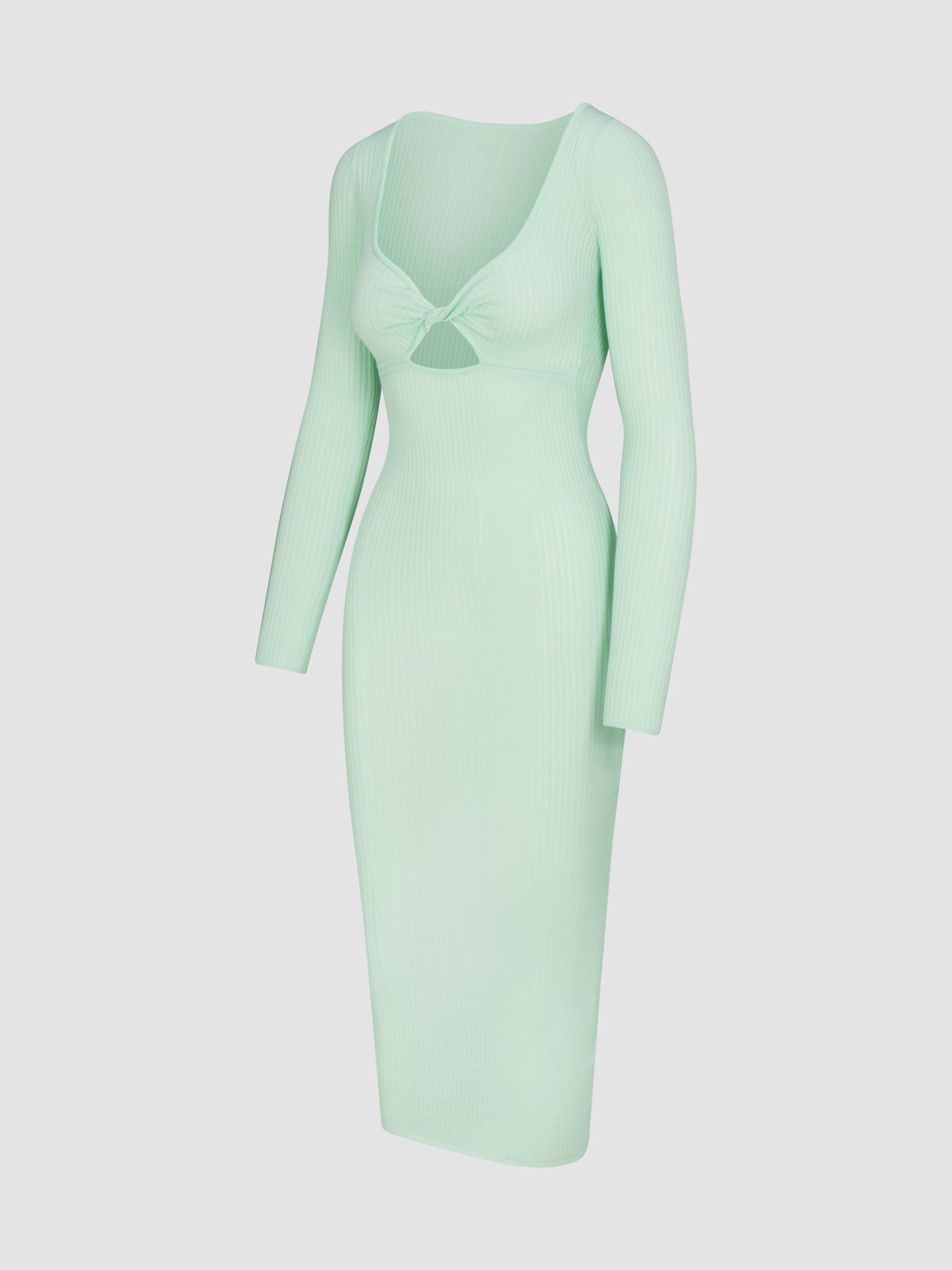 Featherweight Knit Twist Long Sleeve Dress in Green | SAVAGE X FENTY