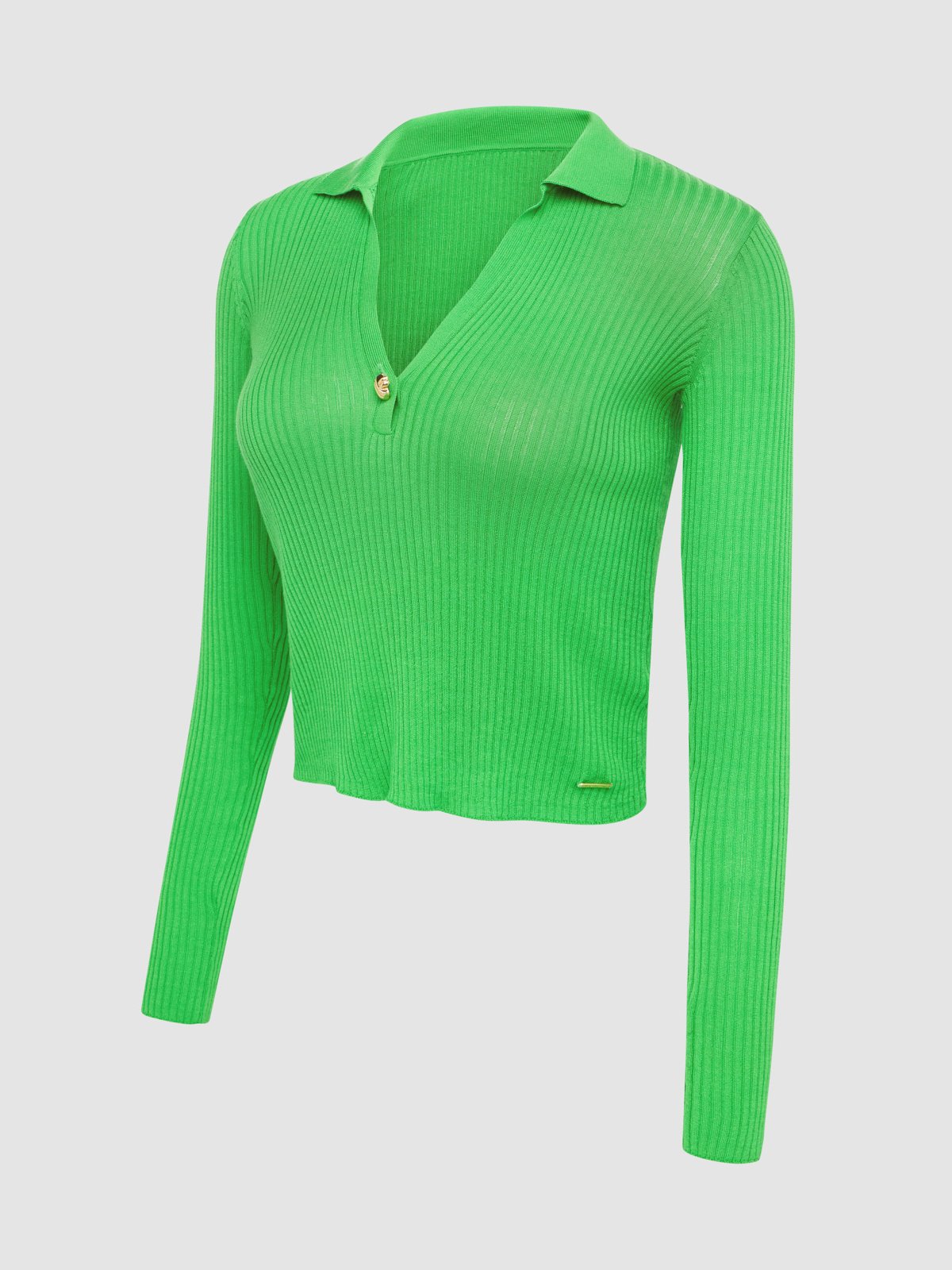 Featherweight Knit Long-Sleeve Polo in Green | SAVAGE X FENTY