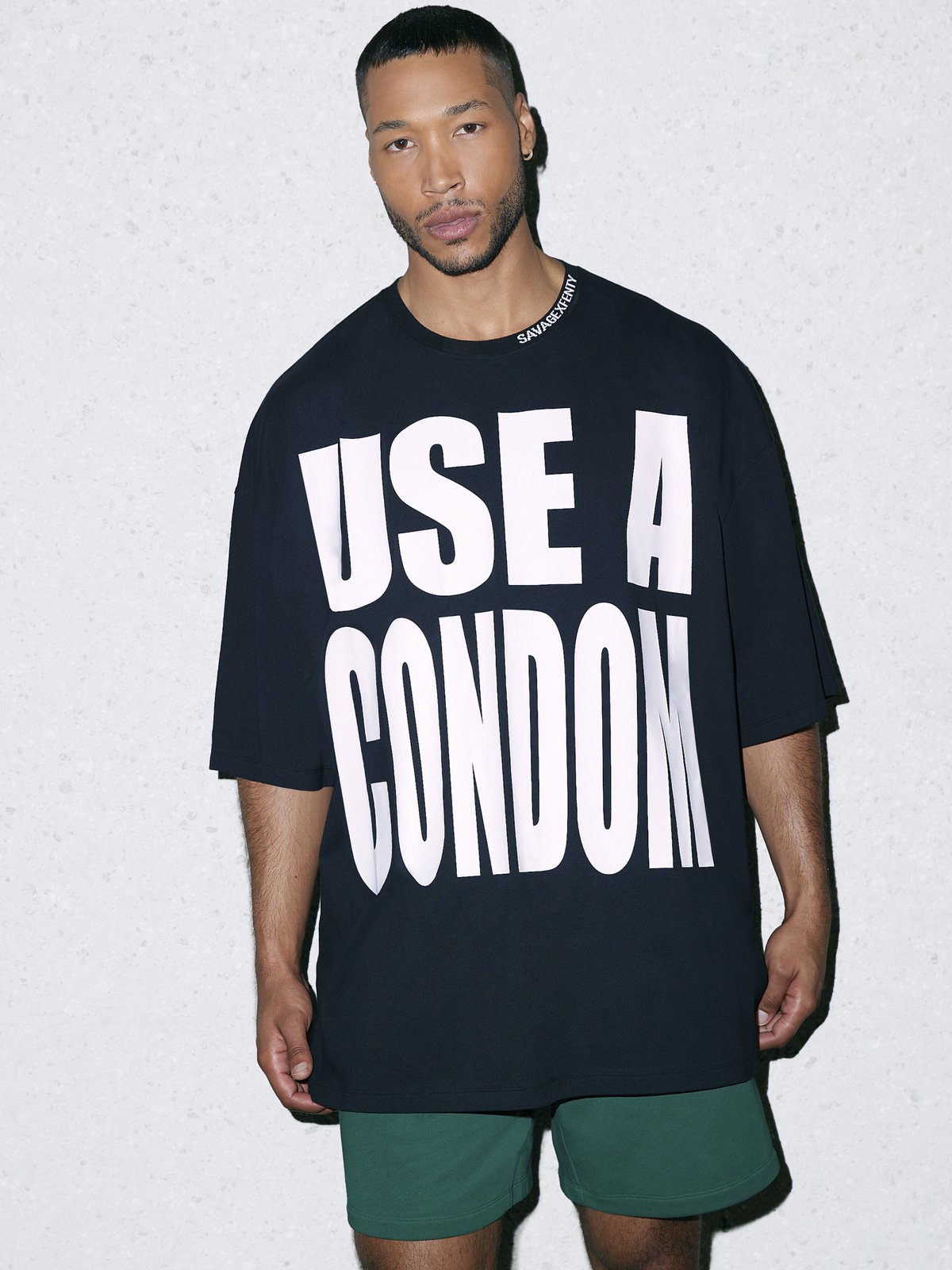 Use a Condom Oversized Graphic Tee in Black | SAVAGE X FENTY UK