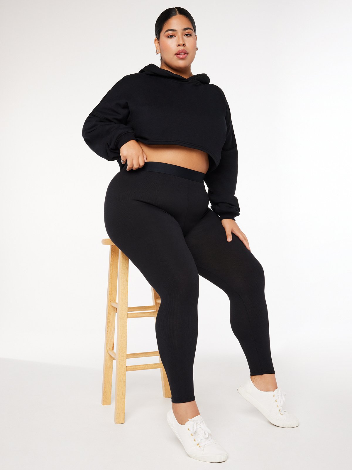 Xssential Cropped Hoodie in Black | SAVAGE X FENTY