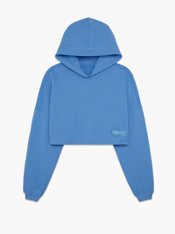 Xssential Terry Scope Logo Cropped Hoodie in Blue | SAVAGE X FENTY