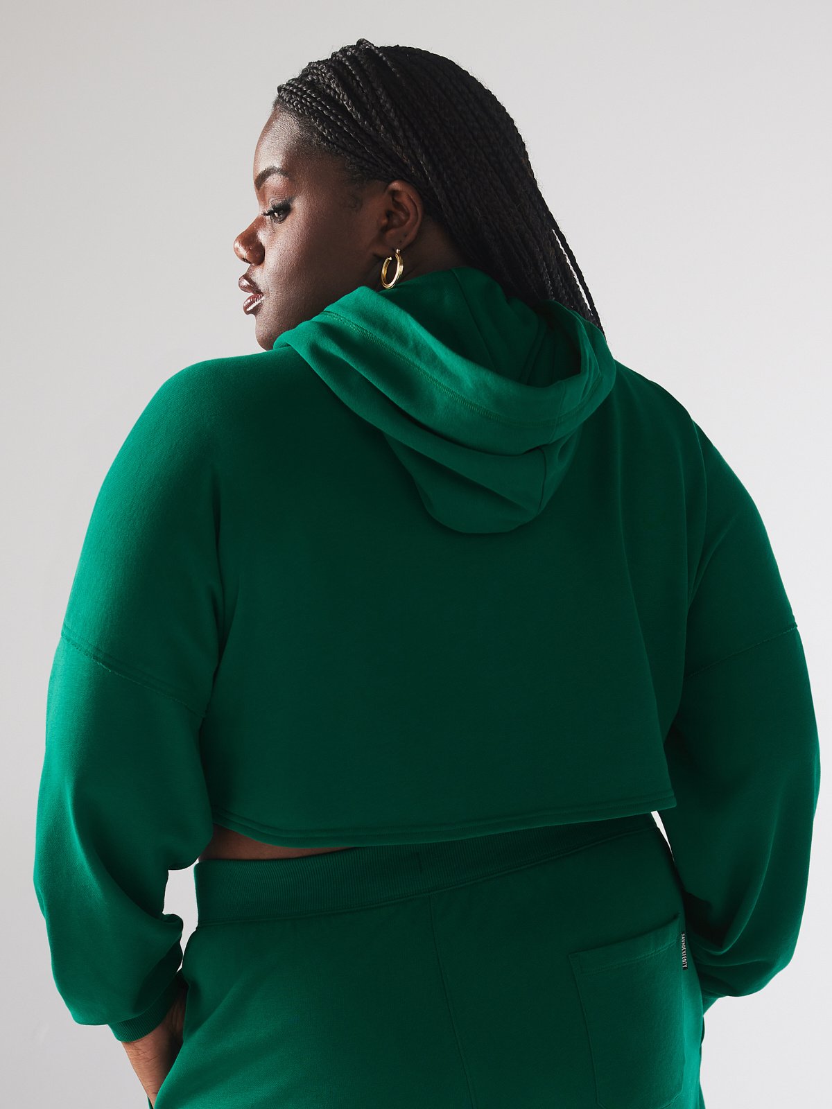 Dark green cropped hoodie new arrivals