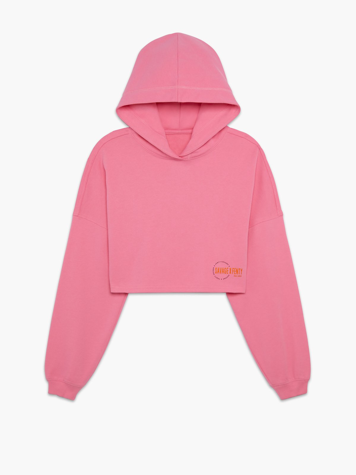 Xssential Terry Scope Logo Cropped Hoodie in Pink | SAVAGE X FENTY