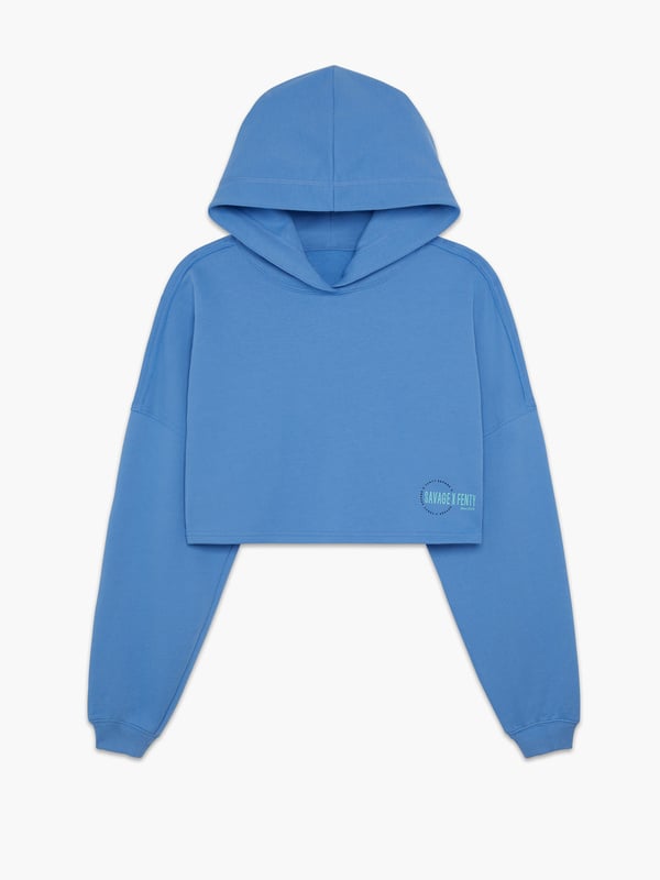 Xssential Terry Scope Logo Cropped Hoodie in Blue