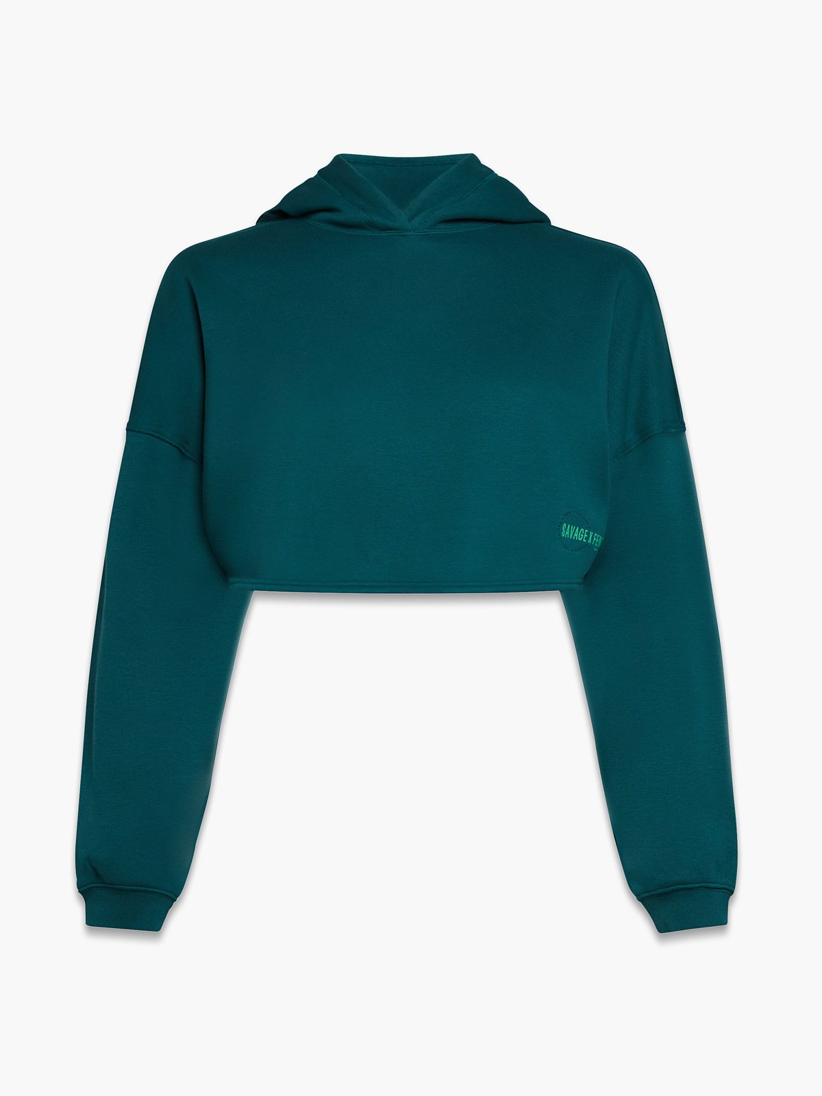 Xssential Fleece Scope Logo Cropped Hoodie in Green