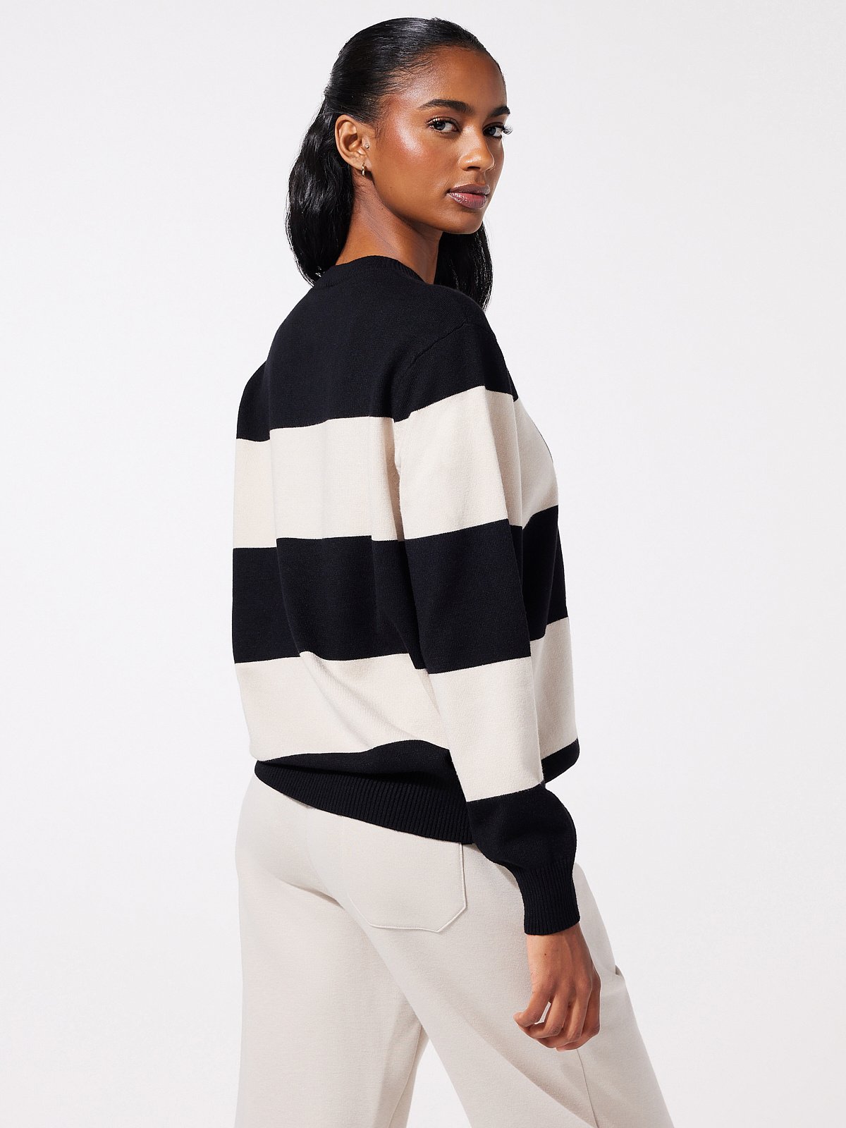 Lit Leisure Knit Striped Sweater in Black & Multi & Nude | SAVAGE X FENTY