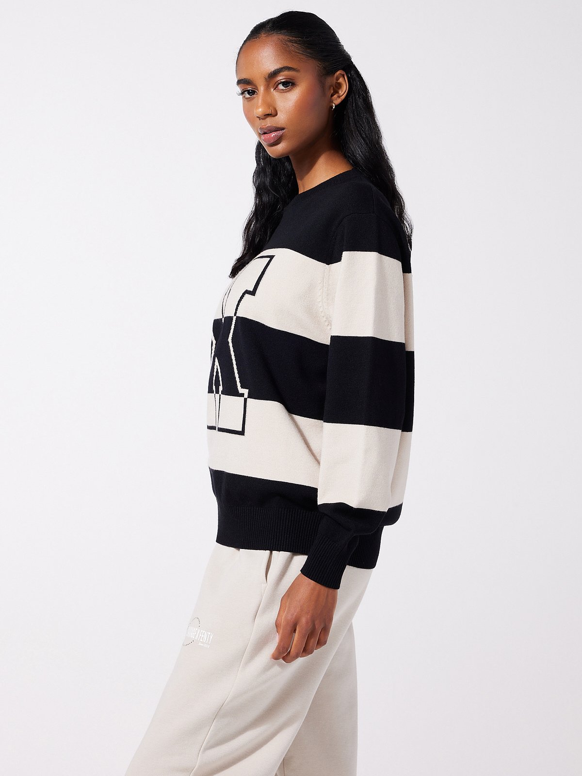 Lit Leisure Knit Striped Sweater in Black & Multi & Nude | SAVAGE X FENTY