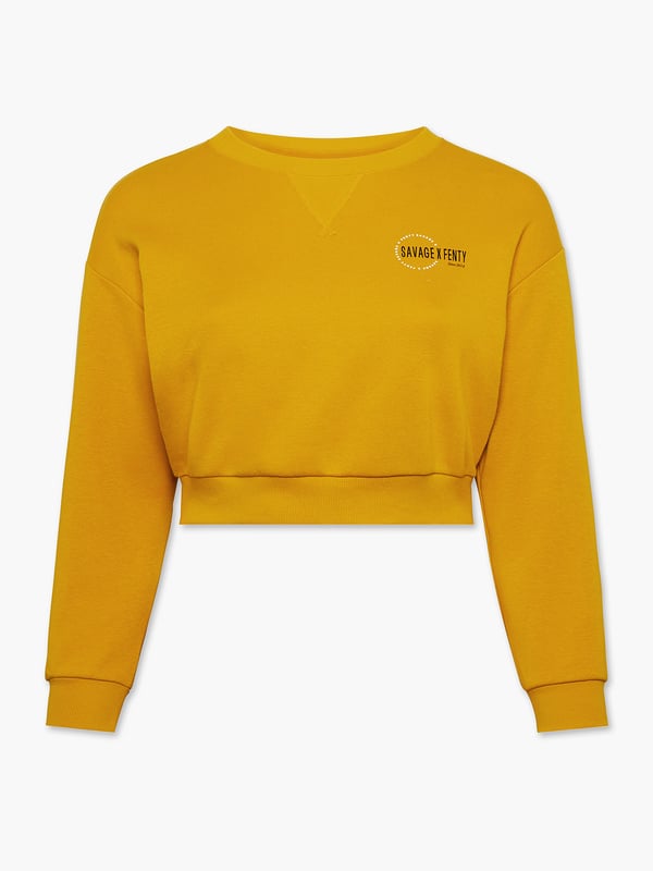 Xssential Scope Logo Cropped Sweatshirt in Gold & Yellow | SAVAGE X FENTY