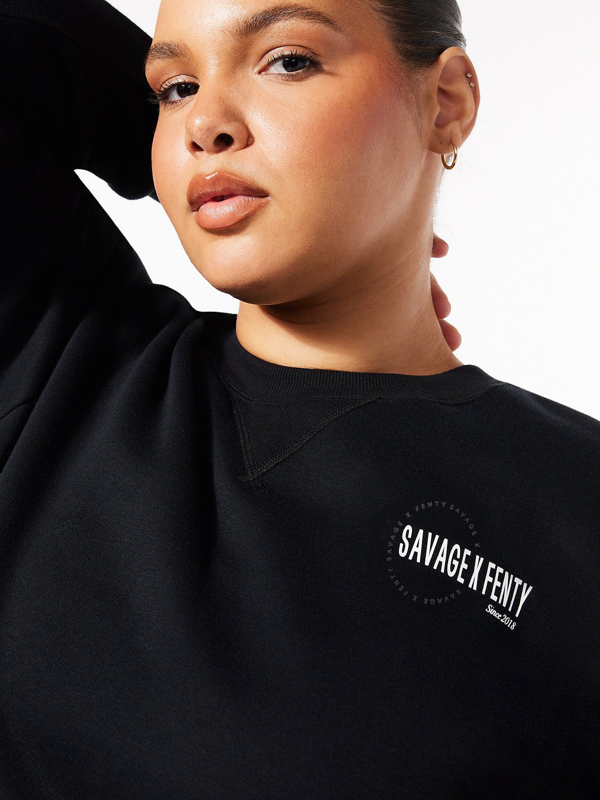 Xssential Scope Logo Cropped Sweatshirt in Black | SAVAGE X FENTY