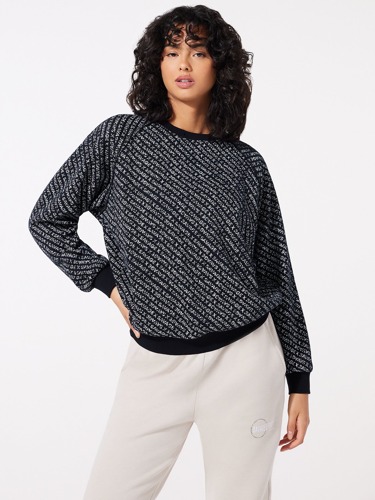 Essential Stacked Monogram Raglan Crewneck Sweatshirt