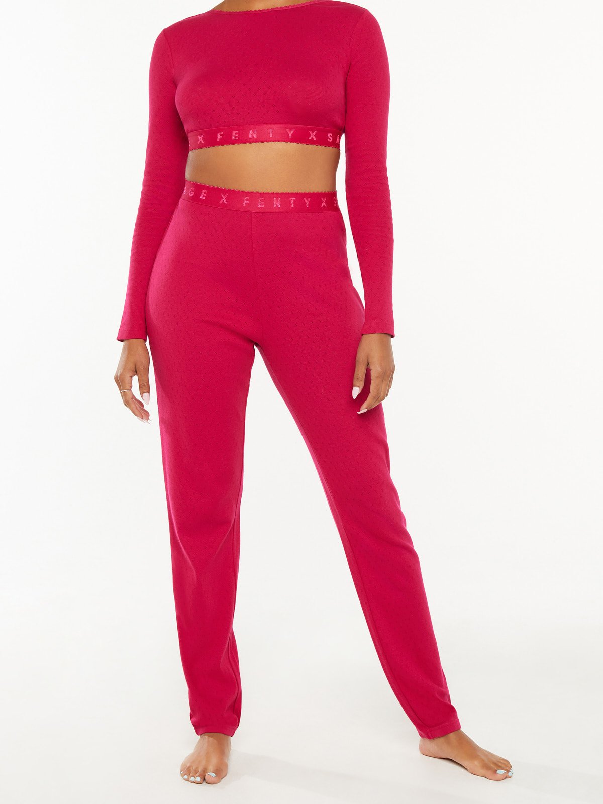 Savage X Cotton Jersey Sleep Pant in Pink & Red