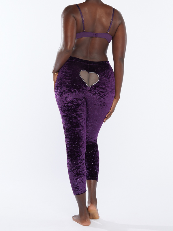 Velvet Hearts Crotchless Cut Out Legging With Tulle In Purple Savage X Fenty