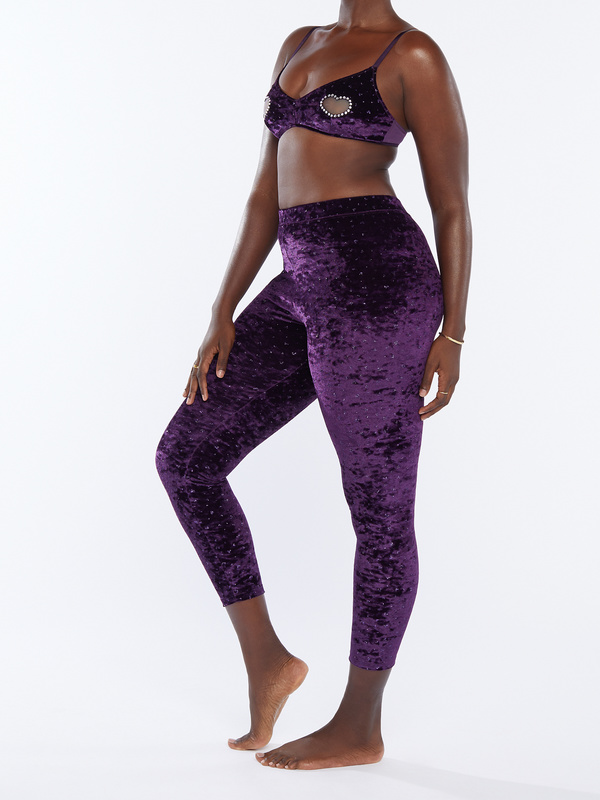 Velvet Hearts Crotchless Cut Out Legging With Tulle In Purple Savage X Fenty