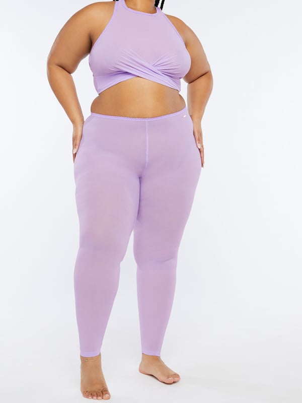 Soft Mesh Open Back Crotchless Legging In Purple Savage X Fenty