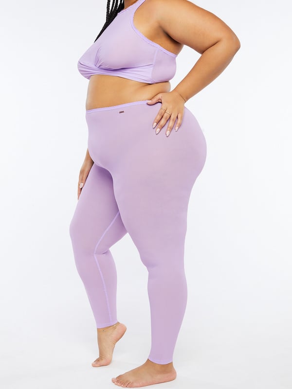 Soft Mesh Open Back Crotchless Legging In Purple Savage X Fenty