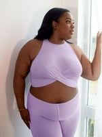 Soft Mesh Open-Back Crotchless Legging in Purple