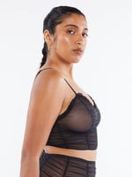 Gathered Mesh Cami in Black