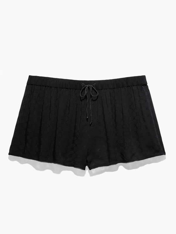 Woven Voile Monogram Sleep Short with Drawstring in Black SAVAGE X FENTY