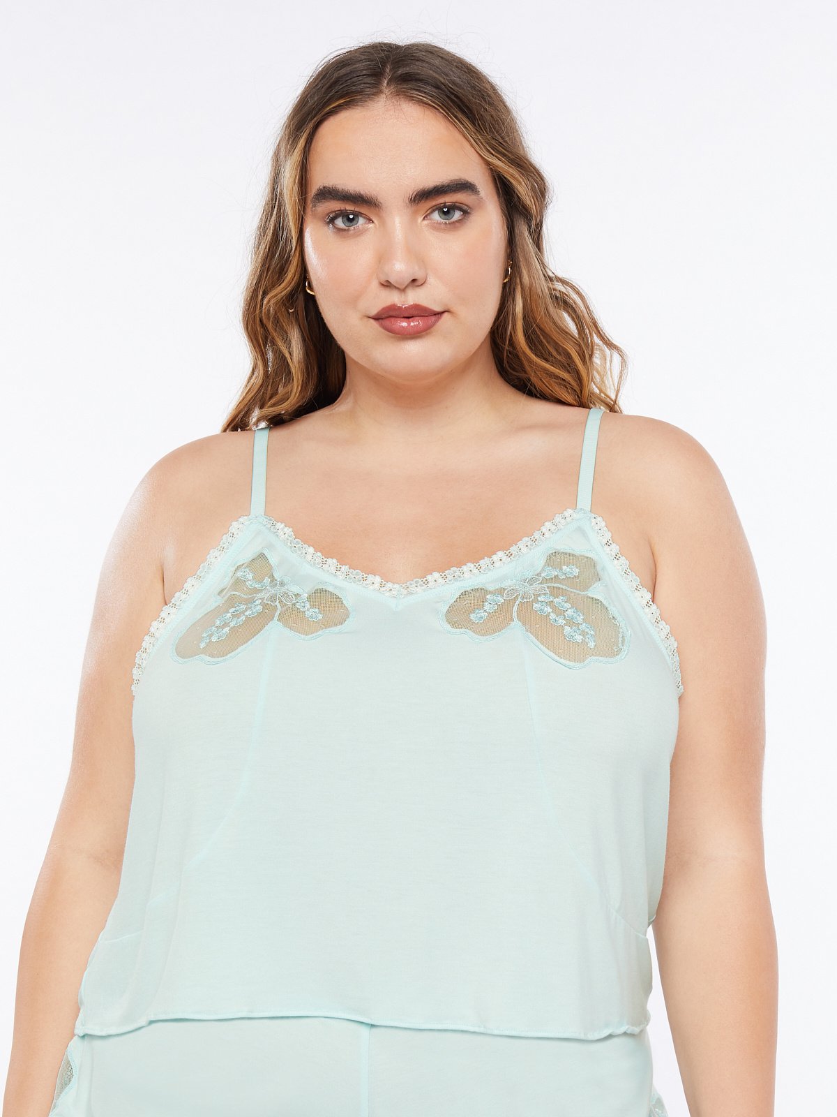 A Peek Behind the Lace Cami in Blue