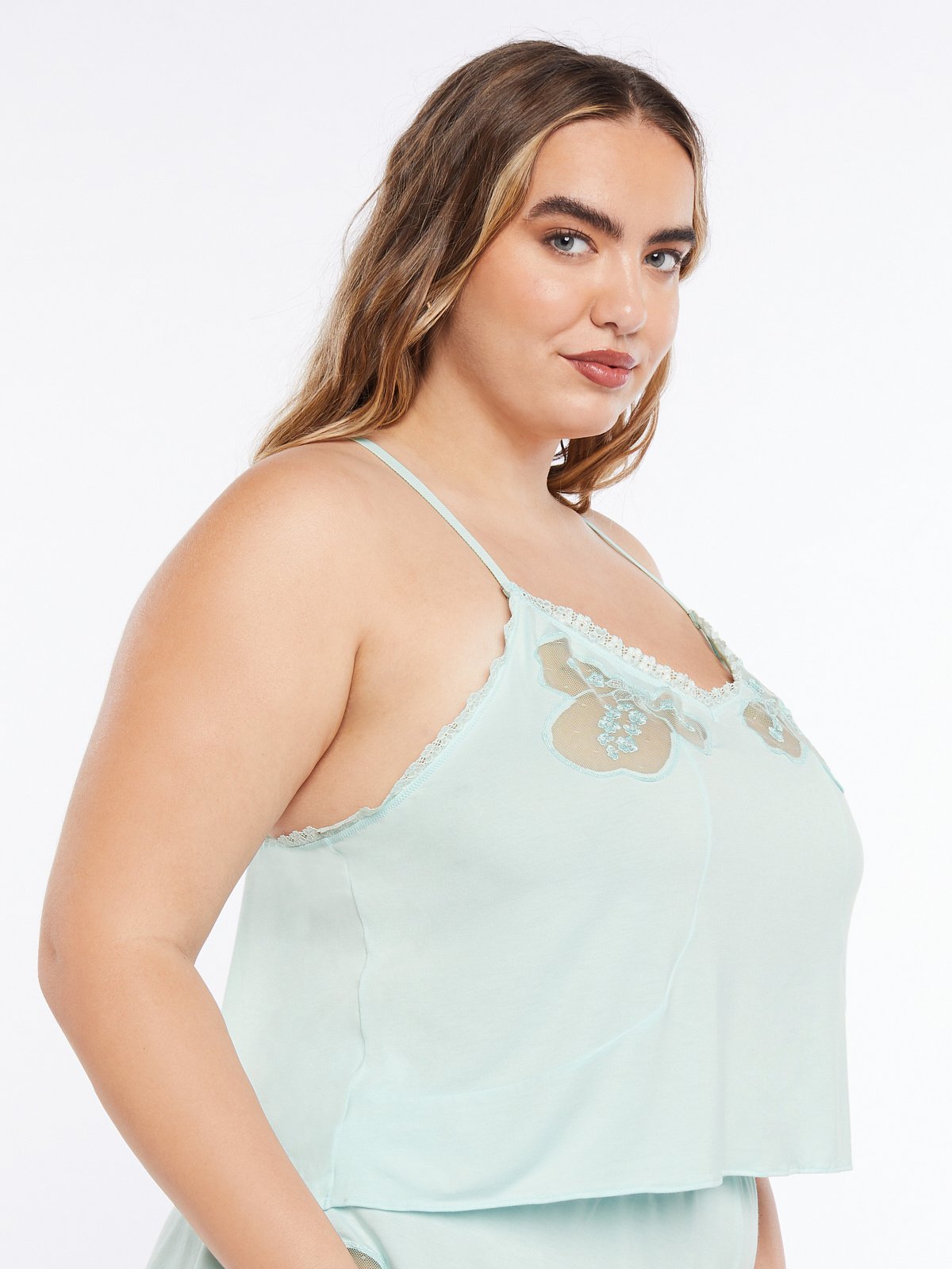 A Peek Behind the Lace Cami in Blue