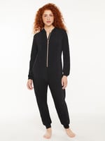 Aiwa Hooded Jumpsuit Onesie - Black and Silver Glitter