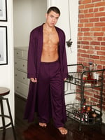 Savage X Satin Long Robe in Purple 