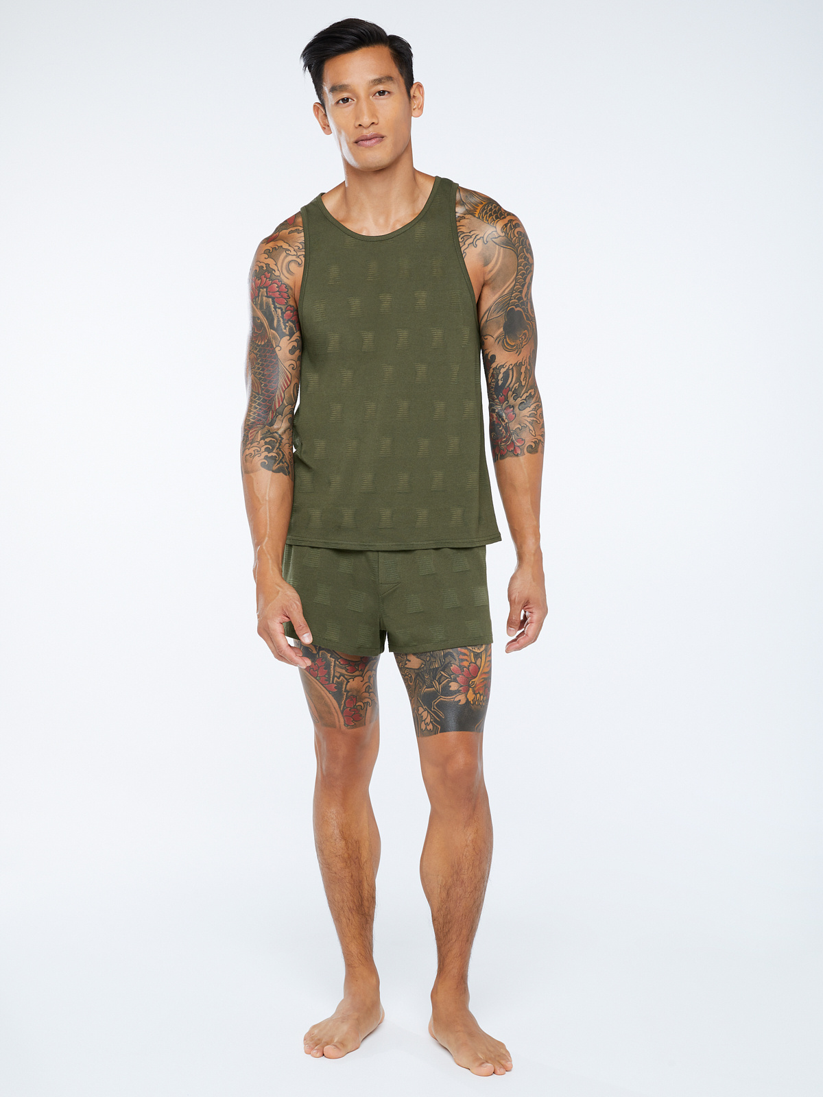 Savage X, Men's Flocked Monogram Tank, Deep Forest Green, XS at