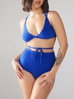 Ms. Minx Knit Bralette in Blue