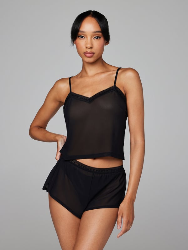 Logo-Trim Mesh Sleep Cami