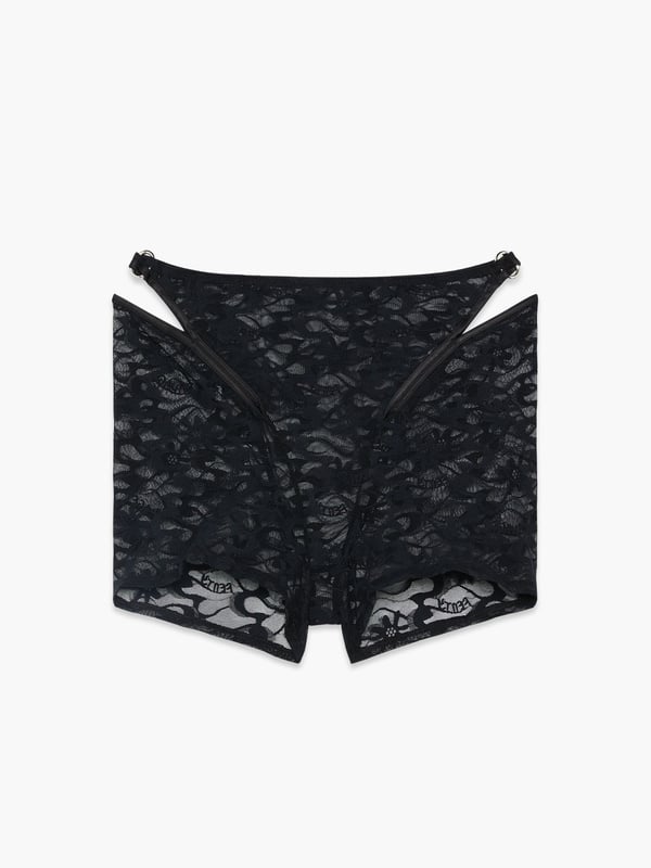 Link Up Lace Sleep Short in Black | SAVAGE X FENTY