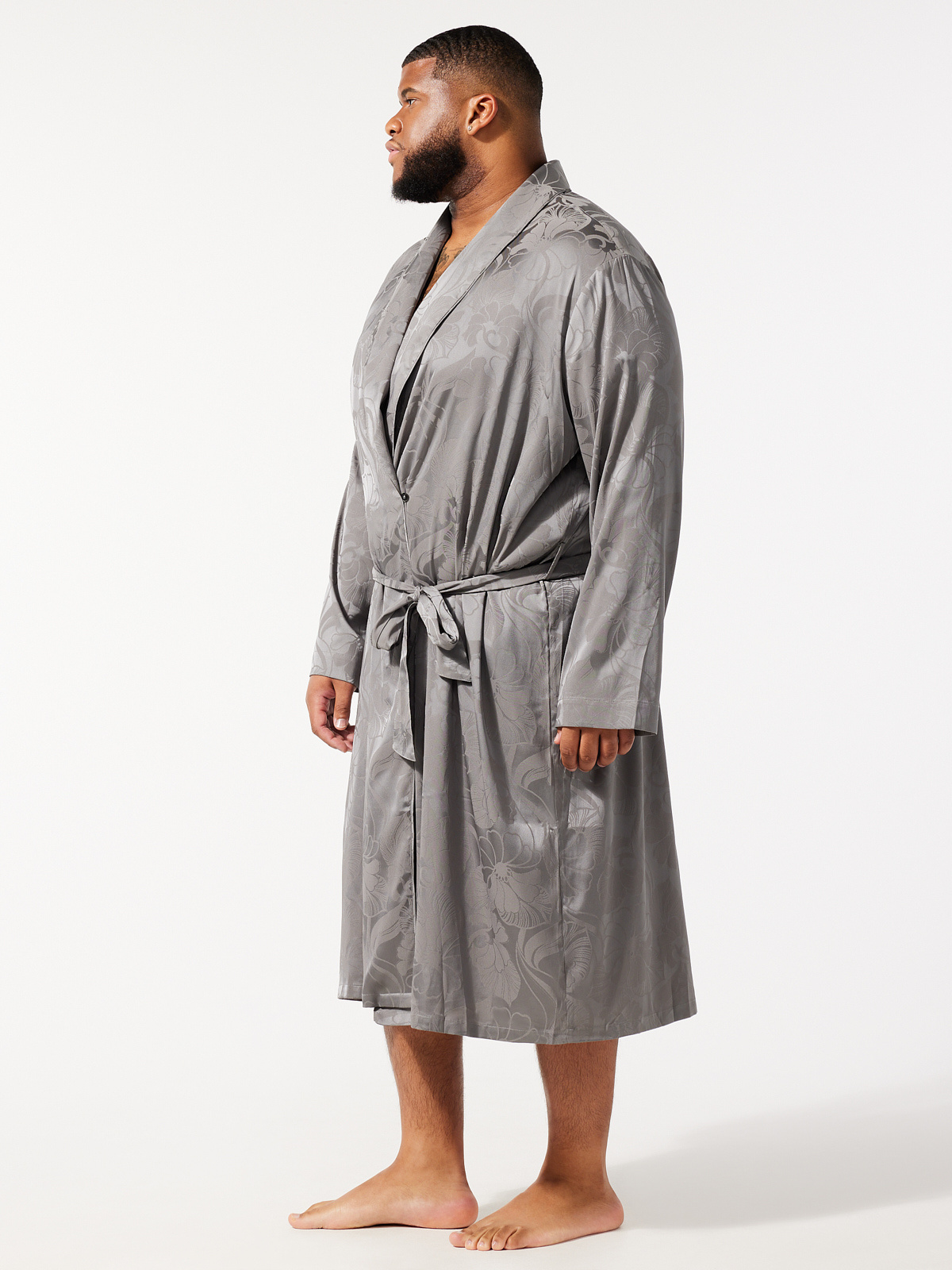 Sexties Jacquard Mid-Length Dressing Gown