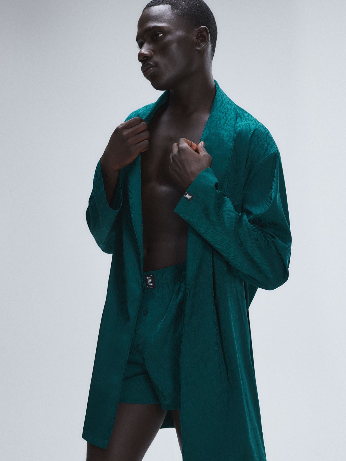 Signature Script Satin Smoking Jacket in Green | SAVAGE X FENTY